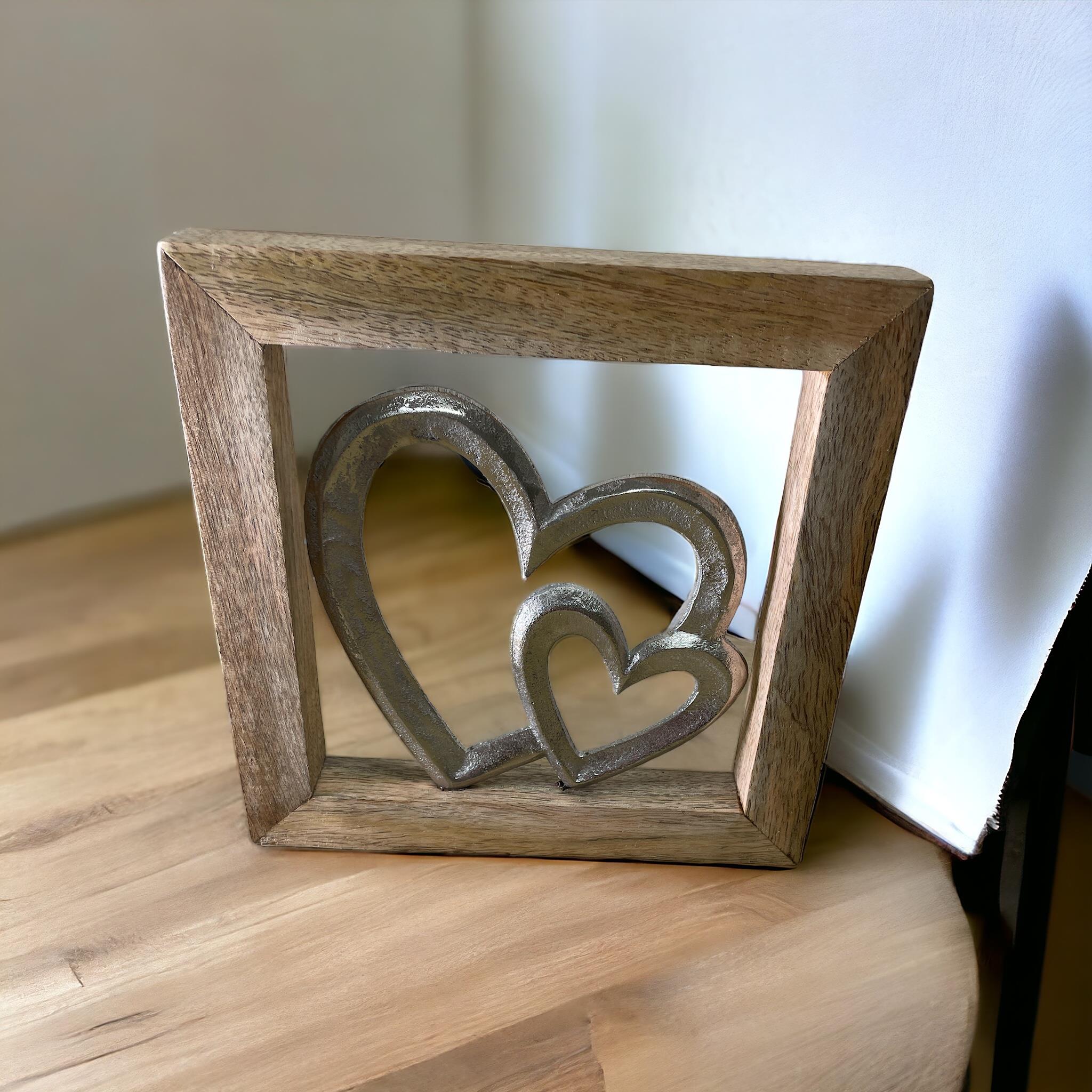 Wooden Framed Metal Hearts, 20cm-2