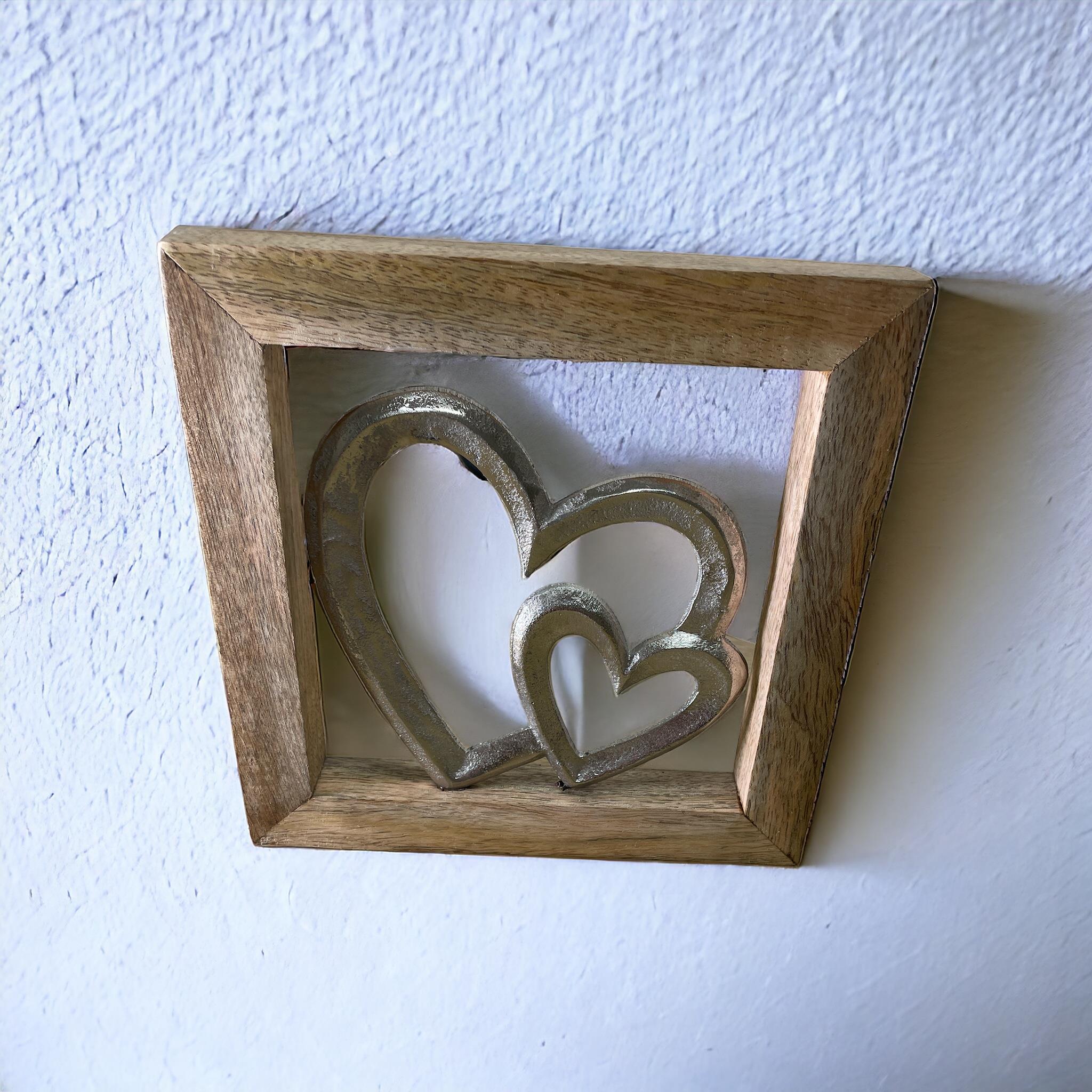 Wooden Framed Metal Hearts, 20cm-3