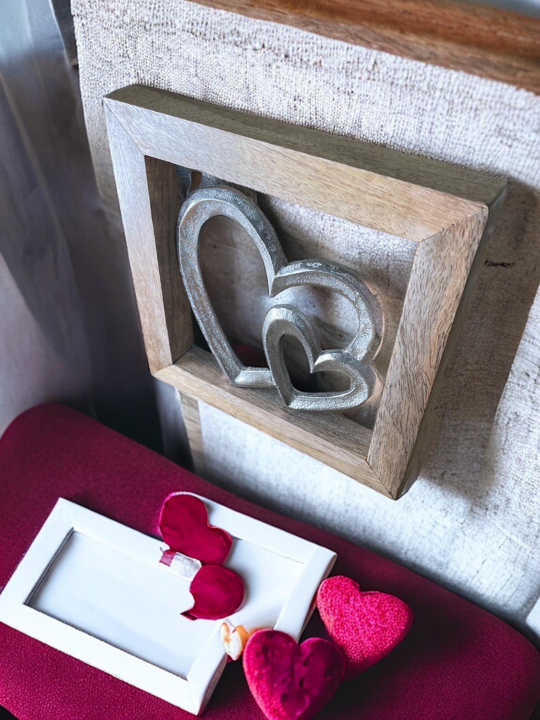 Wooden Framed Metal Hearts, 20cm-4