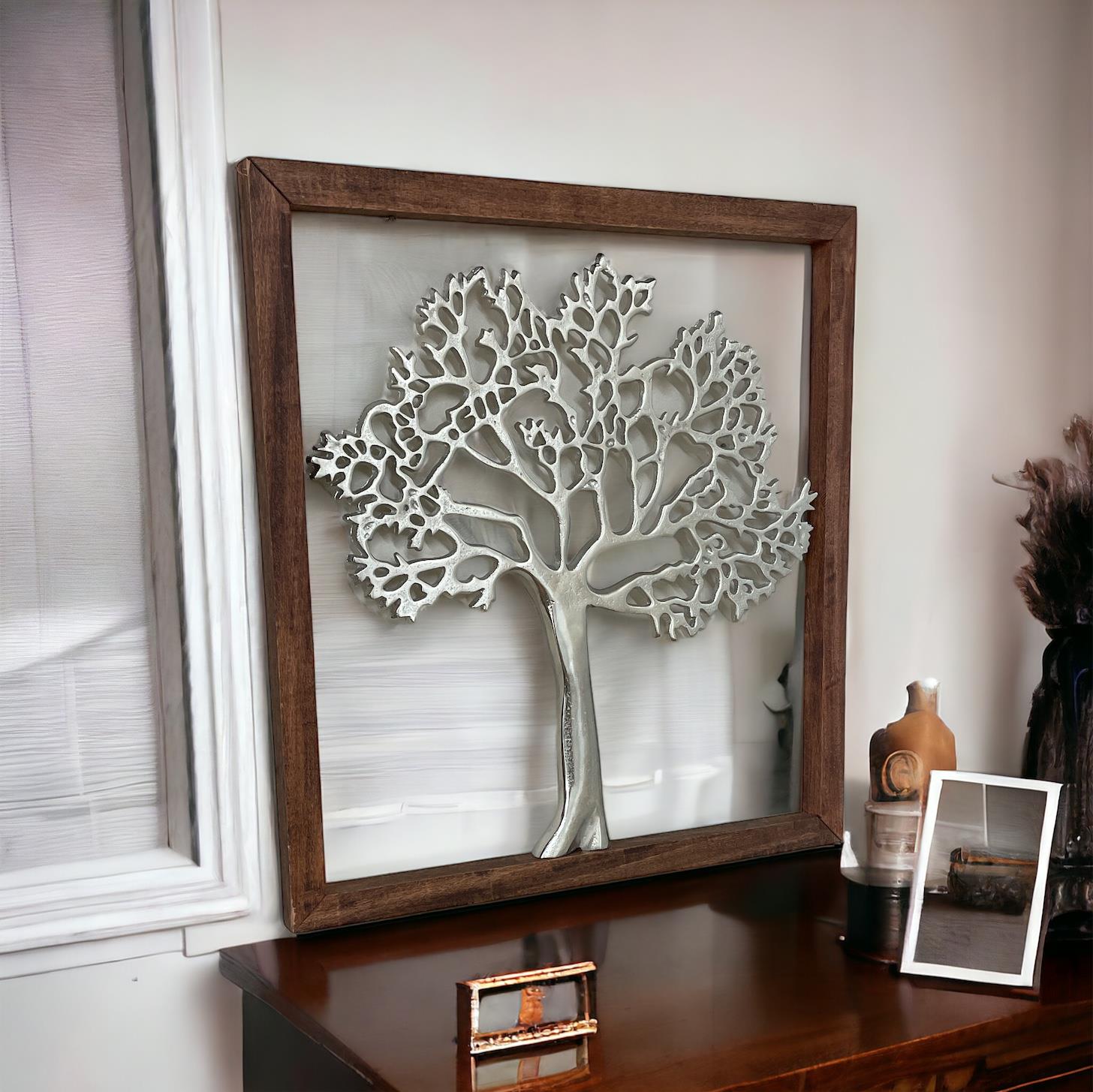 Large Silver Tree Of Life In A Frame, 46cm-3