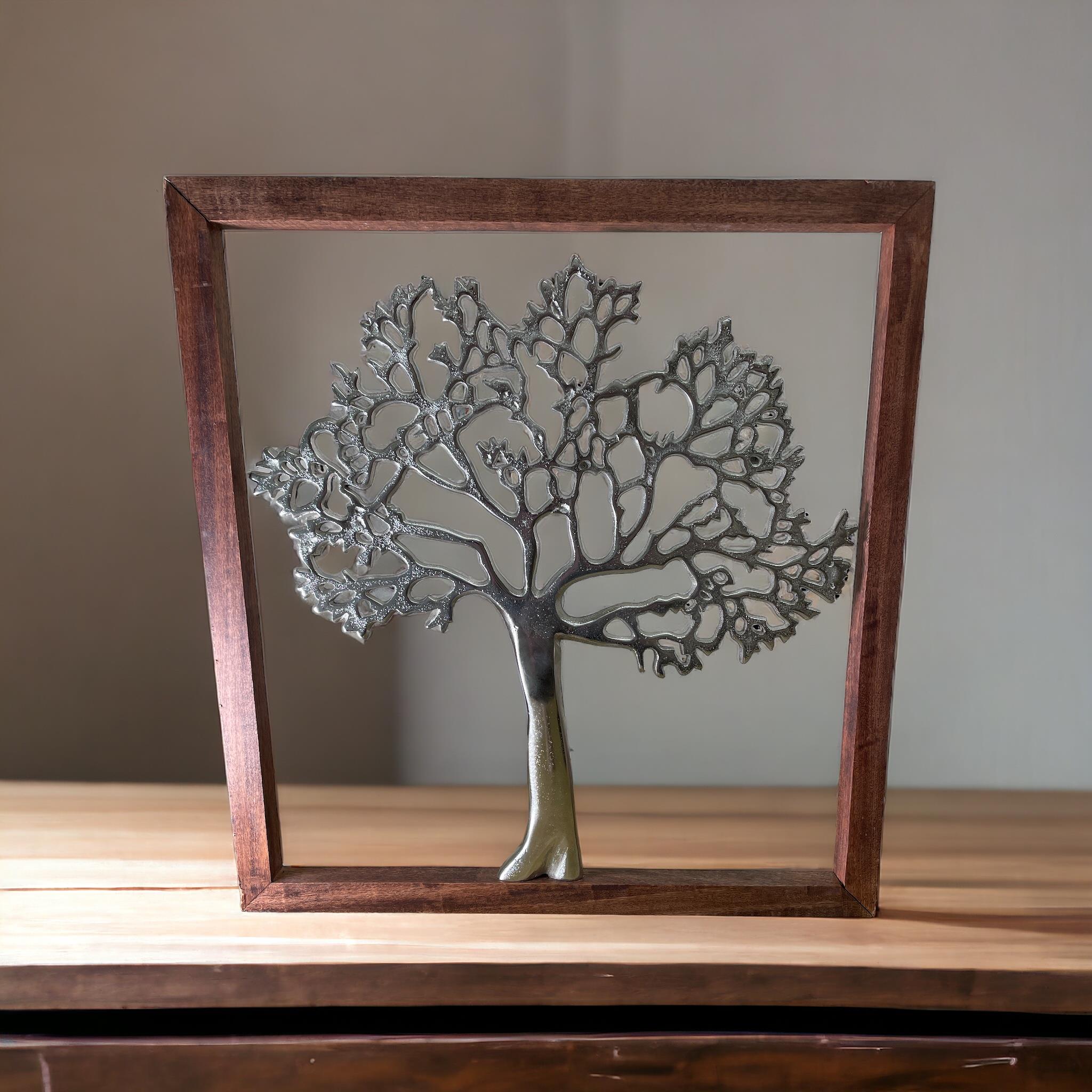 Large Silver Tree Of Life In A Frame, 46cm-4