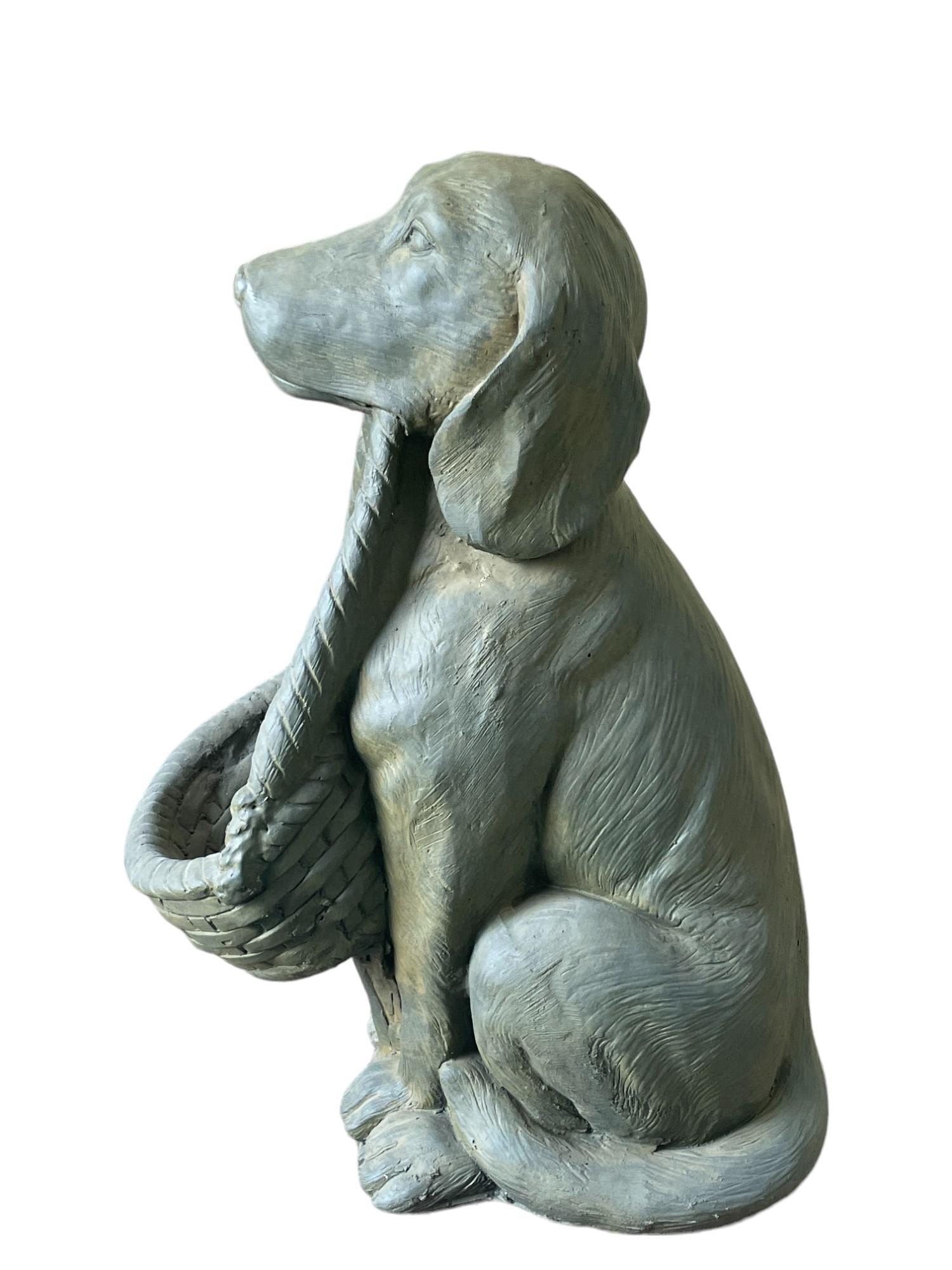 Stone Effect Grey Dog Basket Birdfeeder-2