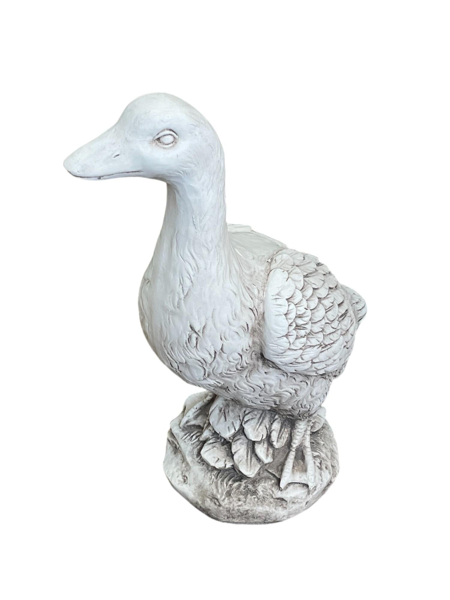 Stone Effect White Duck Statue-1