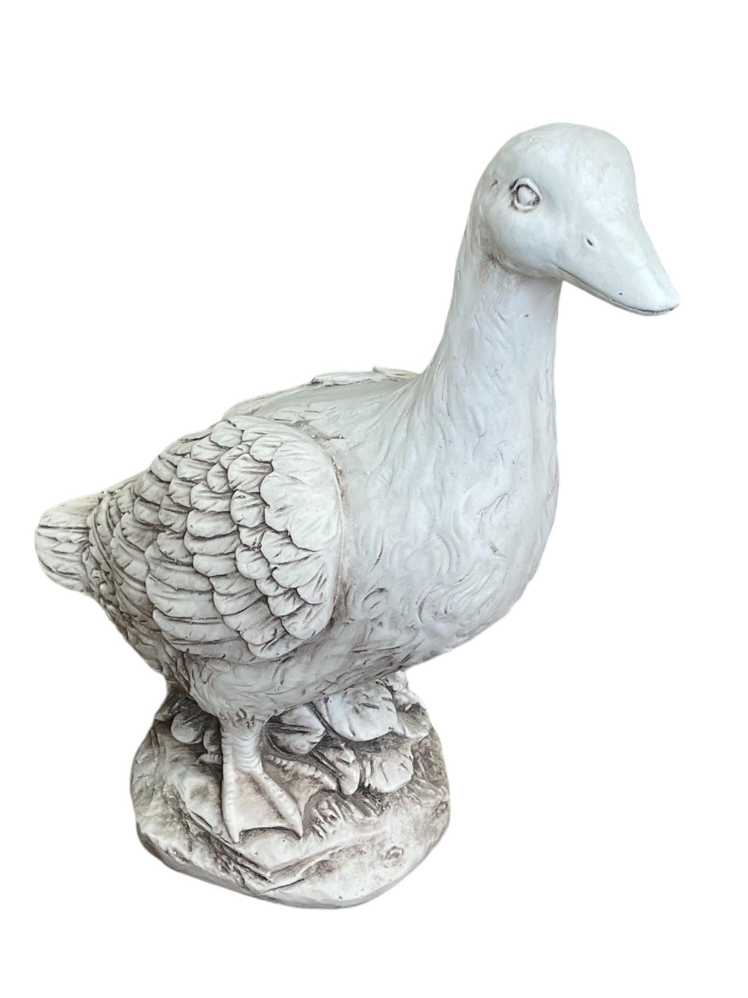 Stone Effect White Duck Statue-2